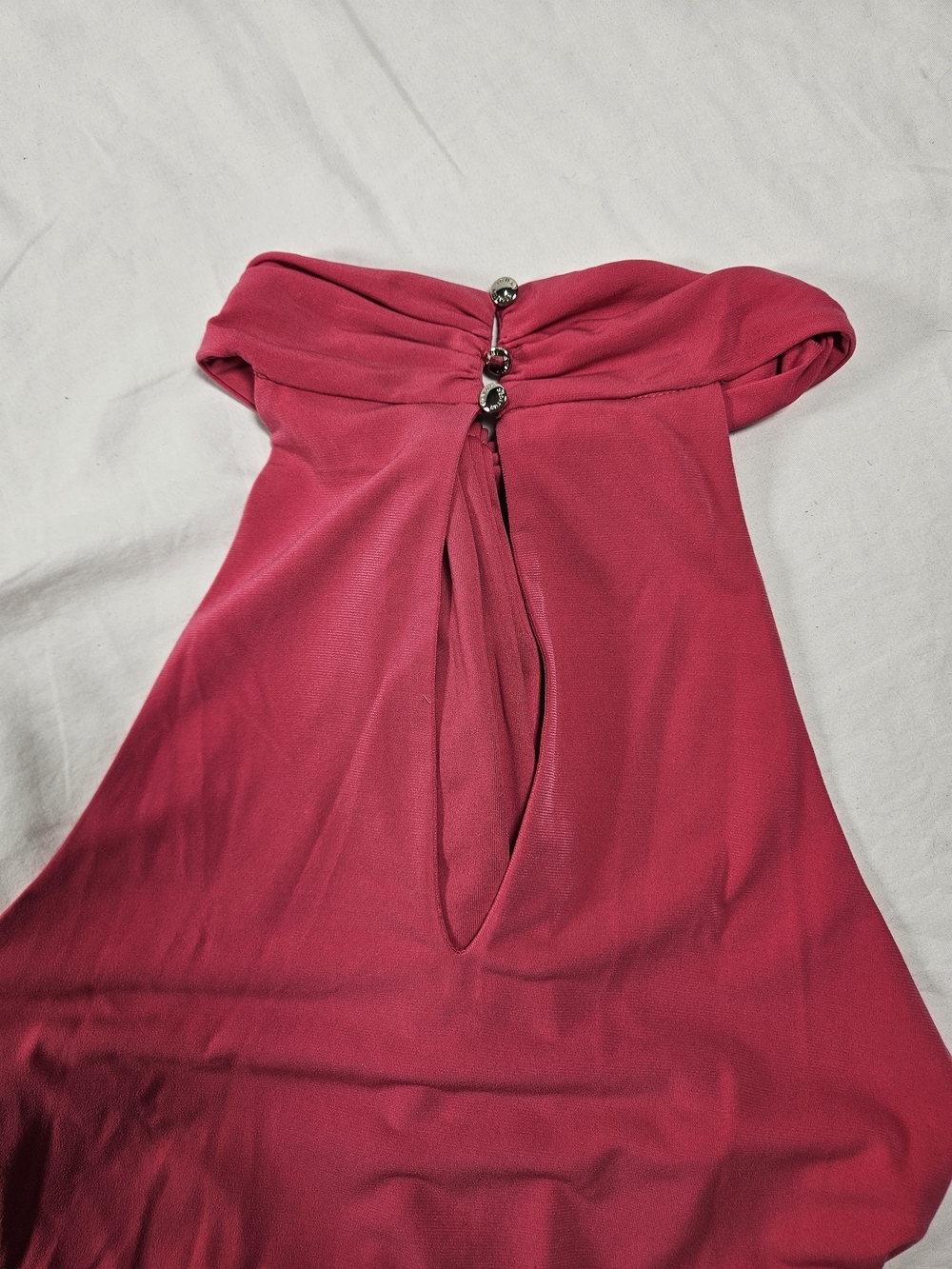 NWT Size 14 Tommy Hilfiger Twisted Halter Midi Dress in Magenta with Gold Belt - Picture 11 of 14